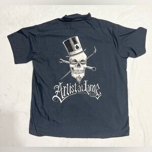 Tattoo inspired skull mechanic shirt work shirt red kap 2xl